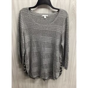 NEW YORK & CO Women's (Size XL) Gray Knit Long Sleeve Top Casual Sweater‎